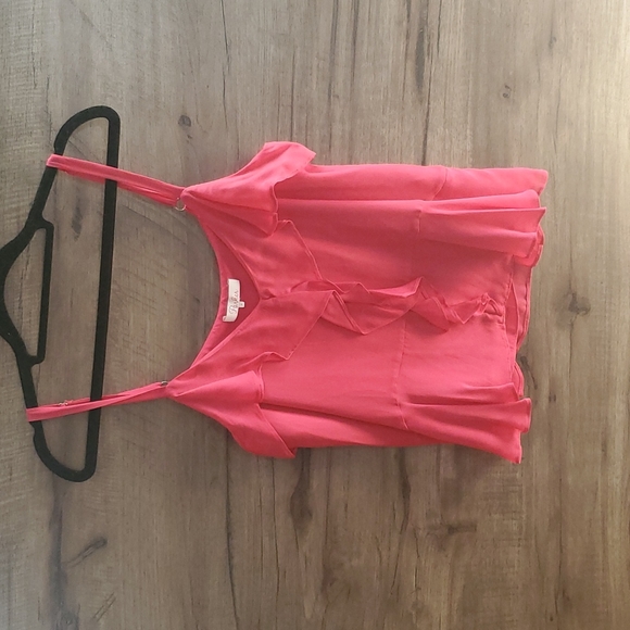 THRDUP- Parker hot pink silk ruffle tank - Picture 3 of 8